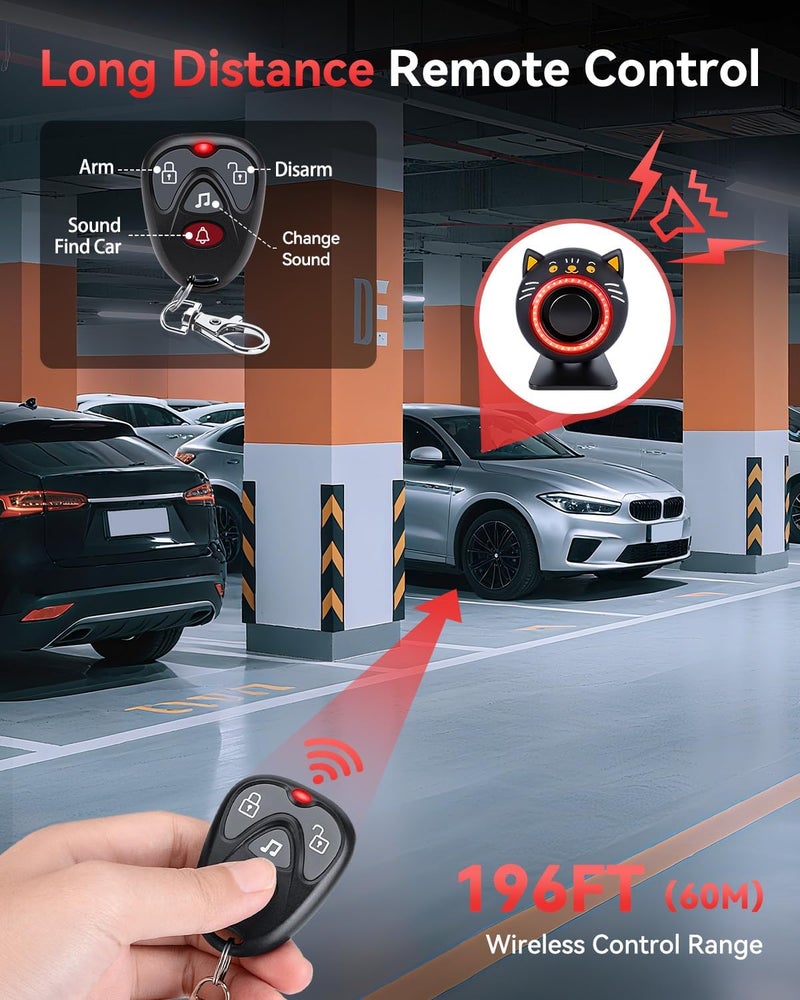 ELECTOP 120dB Car Alarm System with Motion Sensor & Sound, Car Security System Anti-Theft Device Car Alarm with Wireless Remote & Led Light for Cars, Trucks, Suvs - Image 5